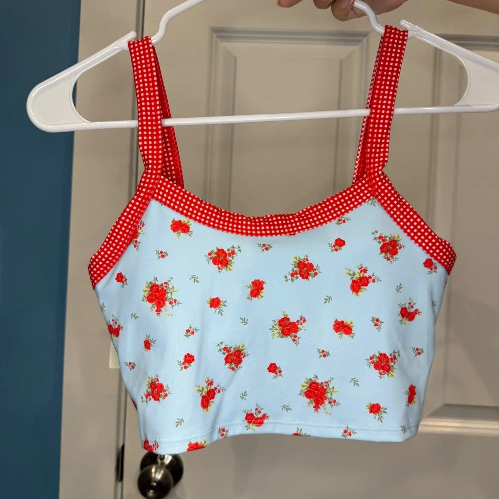 AS Revival Floral Gingham Activewear Set Skort and‎ Crop Top Size XXS